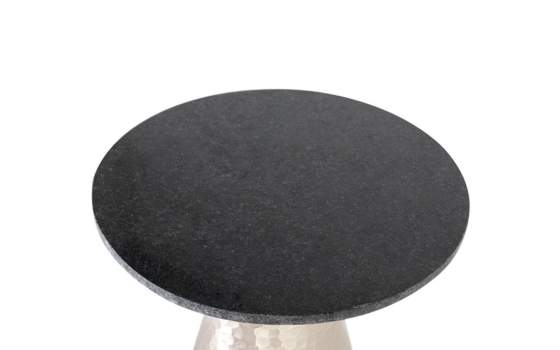 Mesa Auxiliar Actual Redonda Aluminio Marmol Negro Adariel