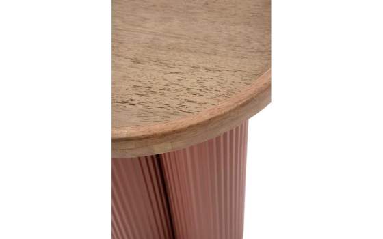 Mesa Auxiliar Baja Madera Hevea y Metal Terracota - Serie Alcal