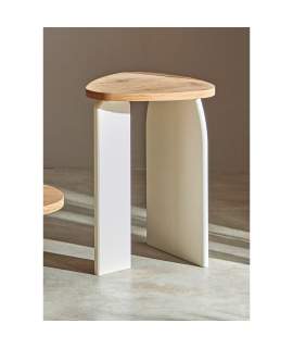 Mesa Auxiliar Bicolor Color Blanco Madera Serie Makalani