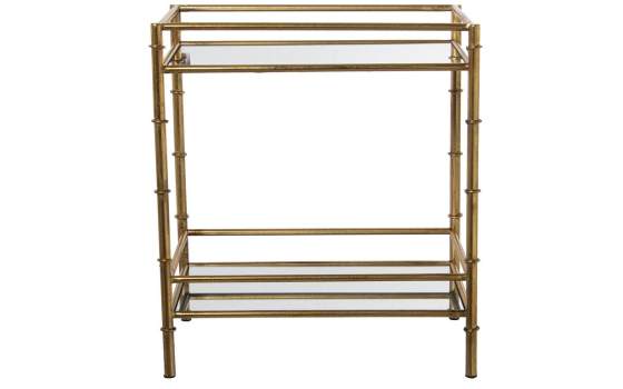 Mesa Auxiliar Clasica de Acero Dorado y Espejos Daransa