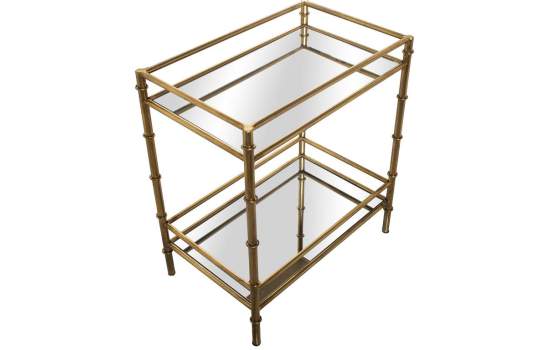Mesa Auxiliar Clasica de Acero Dorado y Espejos Daransa