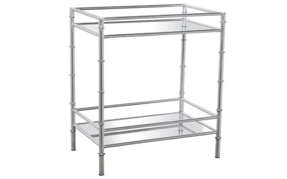 Mesa Auxiliar Clasica de Acero Plata y Espejos Serie Daransa