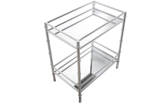 Mesa Auxiliar Clasica de Acero Plata y Espejos Serie Daransa