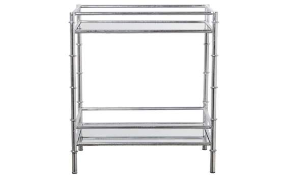 Mesa Auxiliar Clasica de Acero Plata y Espejos Serie Daransa