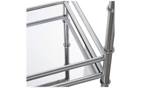 Mesa Auxiliar Clasica de Acero Plata y Espejos Serie Daransa