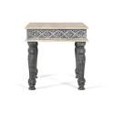 Mesa Auxiliar Cuadrada Estilo Etnico Tallada y Pintada Altorf