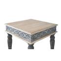 Mesa Auxiliar Cuadrada Estilo Etnico Tallada y Pintada Altorf