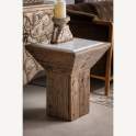 Mesa Auxiliar Cuadrada Rustica Madera Reciclada Marmol Samsunt