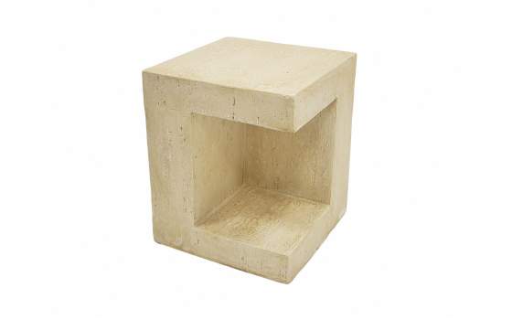 Mesa Auxiliar de Marmol Travertino Cubica Serie Atomis