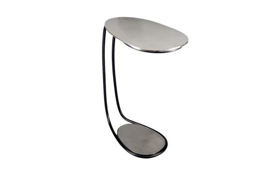 Mesa Auxiliar Estilo Actual Color Plata Negro Serie Vishnu