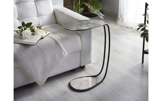 Mesa Auxiliar Estilo Actual Color Plata Negro Serie Vishnu