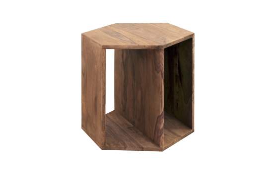 Mesa Auxiliar Hexagonal Madera Maciza Serie Avirin