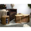 Mesa Auxiliar Hexagonal Madera Maciza Serie Avirin
