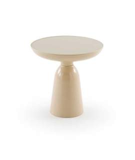 Mesa Auxiliar Metalica Beig con Cristal - Serie Anento
