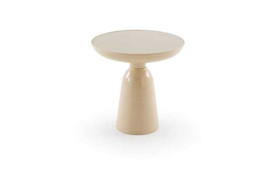 Mesa Auxiliar Metalica Beig con Cristal - Serie Anento