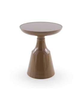 Mesa Auxiliar Metalica Marron con Cristal - Serie Anento