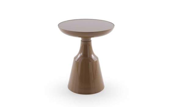 Mesa Auxiliar Metalica Marron con Cristal - Serie Anento