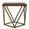 Mesa Auxiliar Moderna Acero Oro y Tablero Madera Serie Almenjun