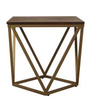 Mesa Auxiliar Moderna Acero Oro y Tablero Madera Serie Almenjun