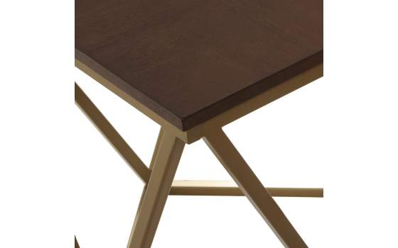 Mesa Auxiliar Moderna Acero Oro y Tablero Madera Serie Almenjun
