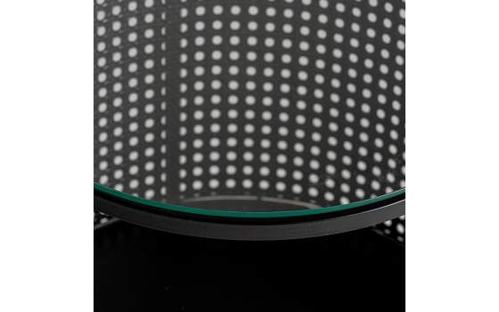 Mesa Auxiliar Moderna Metal Cristal Redonda Serie Fussen