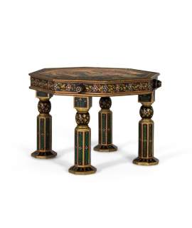 Mesa Auxiliar Octogonal Torneada en Colores Serie Atucha