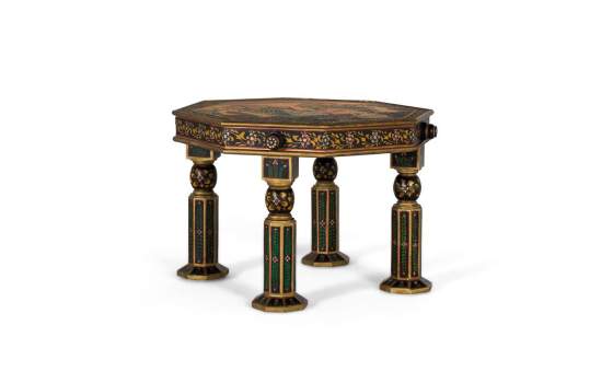 Mesa Auxiliar Octogonal Torneada en Colores Serie Atucha