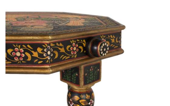 Mesa Auxiliar Octogonal Torneada en Colores Serie Atucha