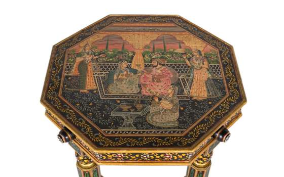 Mesa Auxiliar Octogonal Torneada en Colores Serie Atucha