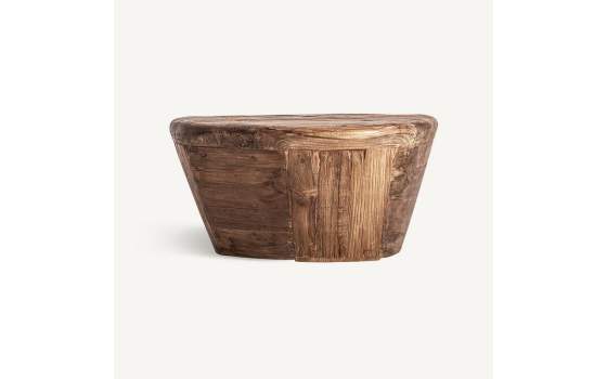 Mesa Auxiliar Oval Madera de Teka Serie Lestans