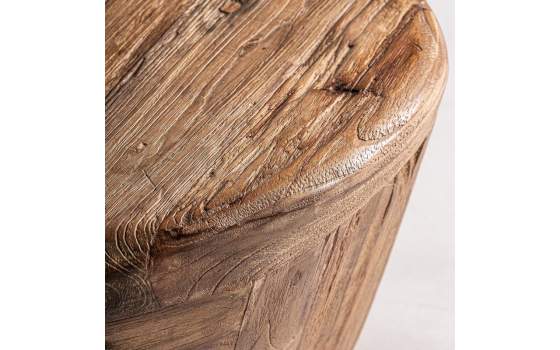 Mesa Auxiliar Oval Madera de Teka Serie Lestans