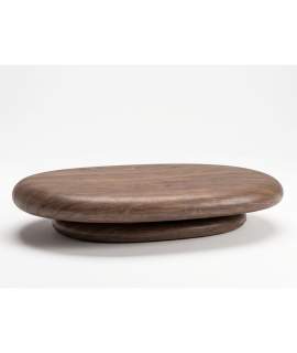 Mesa Auxiliar Ovalada Moderna Nogal Oscuro - Serie Kora