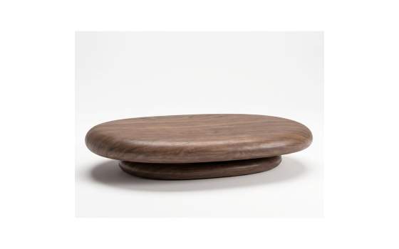 Mesa Auxiliar Ovalada Moderna Nogal Oscuro - Serie Kora