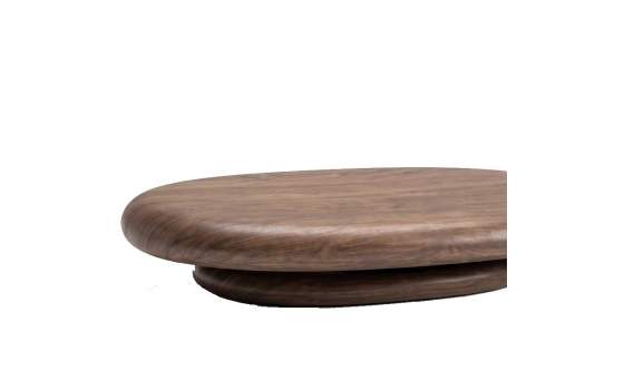 Mesa Auxiliar Ovalada Moderna Nogal Oscuro - Serie Kora
