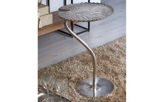 Mesa Auxiliar Para Salon Estilo Actual Acero Plata Serie Lotto