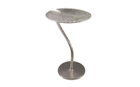 Mesa Auxiliar Para Salon Estilo Actual Acero Plata Serie Lotto