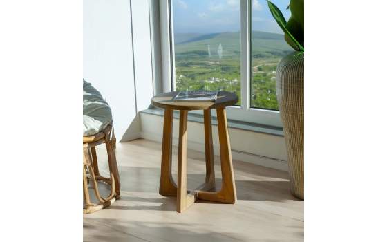 Mesa Auxiliar Redonda 45 cm Estilo Nordico Serie Scandi