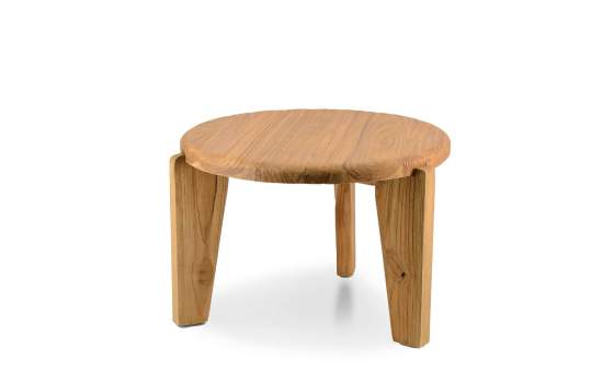 Mesa Auxiliar Redonda 60 cm Teca Natural Serie Malmo Mesa Auxiliar Redonda 60 cm Teca Natural Serie Malmo
