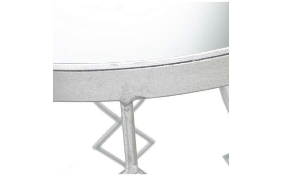 Mesa Auxiliar Redonda Actual Acero Plata Tapa Espejo Darans