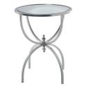 Mesa Auxiliar Redonda Baja en Forja Plata Tapa Cristal  Niost