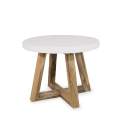 Mesa Auxiliar Redonda Bicolor Blanco Madera