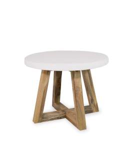 Mesa Auxiliar Redonda Bicolor Blanco Madera
