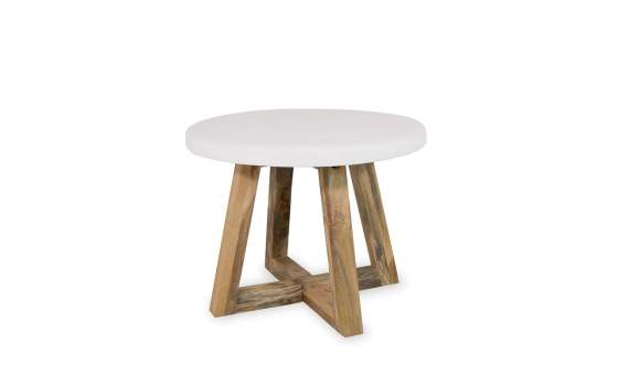 Mesa Auxiliar Redonda Bicolor Blanco Madera