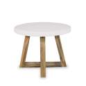 Mesa Auxiliar Redonda Bicolor Blanco Madera