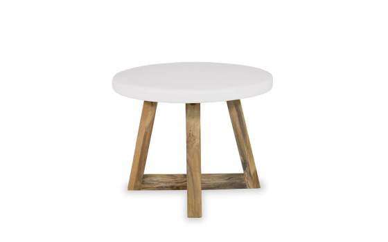 Mesa Auxiliar Redonda Bicolor Blanco Madera