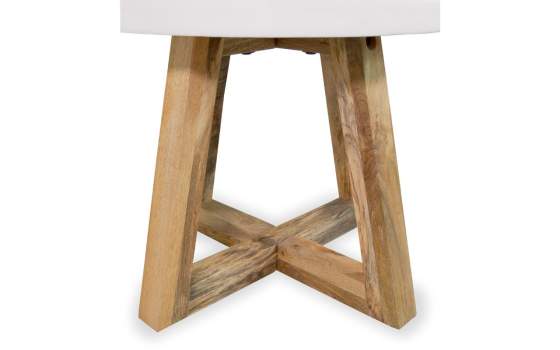 Mesa Auxiliar Redonda Bicolor Blanco Madera