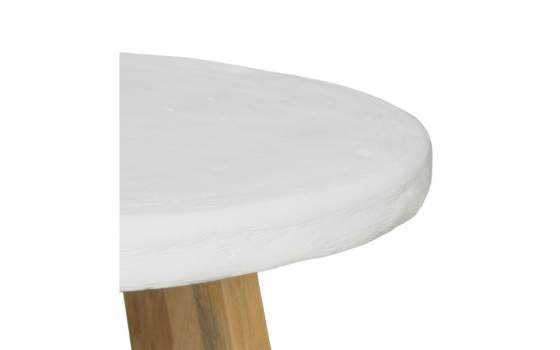 Mesa Auxiliar Redonda Bicolor Blanco Madera