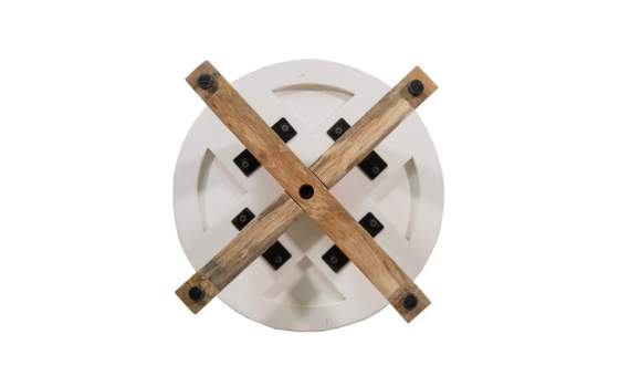 Mesa Auxiliar Redonda Bicolor Blanco Madera