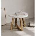 Mesa Auxiliar Redonda Bicolor Blanco Madera