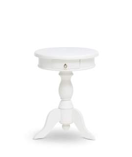 Mesa Auxiliar Redonda Clasica 1 Cajon Color Blanco Serie Alner
